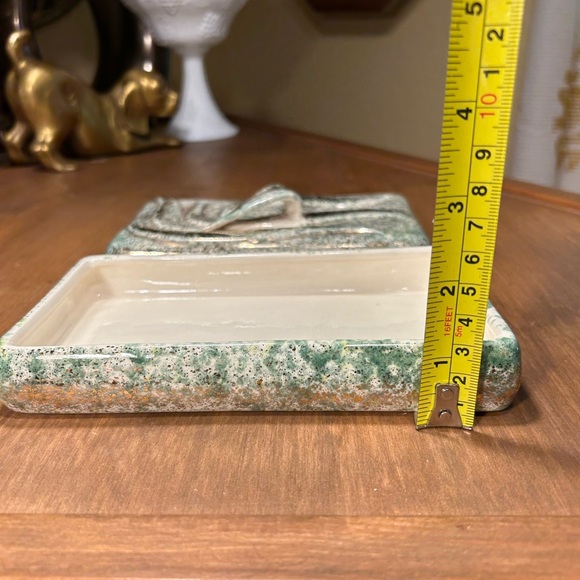 YONA California Ceramic MCM Cigarette/Trinket Box Green Gold Glaze Vintage - Picture 9 of 9